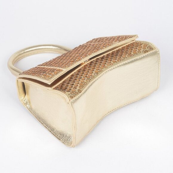 Metallic Rhinestone Hotfix Top Handle Flap Bag - Picture 8 of 9